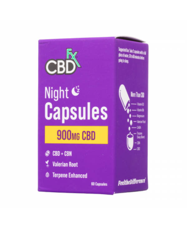 CBDfx Broad Spectrum CBD + CBN Night Capsules For Sleep 900mg