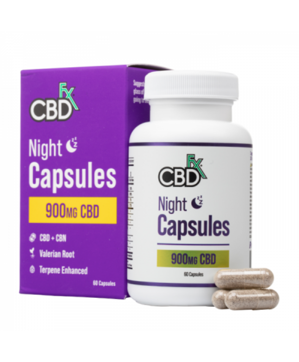 CBDfx Broad Spectrum CBD + CBN Night Capsules For Sleep 900mg