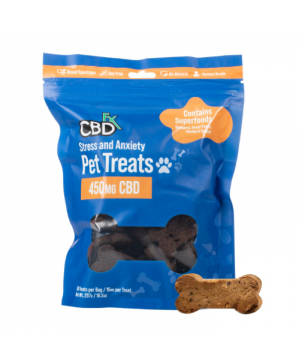 CBDfx Broad Spectrum CBD Pet Treats For Stress & Anxiety 450mg