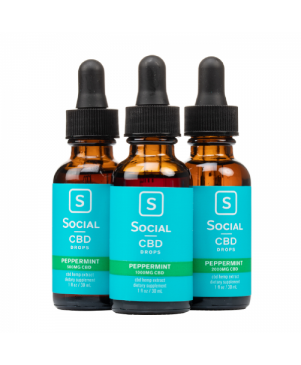 Social CBD Peppermint Isolate CBD Oil Drops