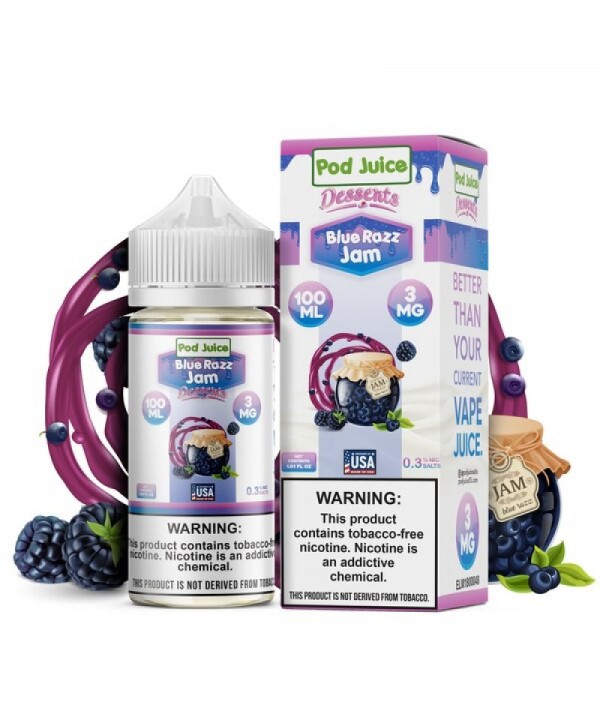 Pod Juice Blue Razz Jam E-juice 100ml