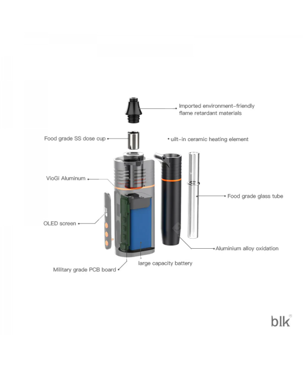 Kingtons BLK Rotary Dry Leaf Vaporizer 1800mAh