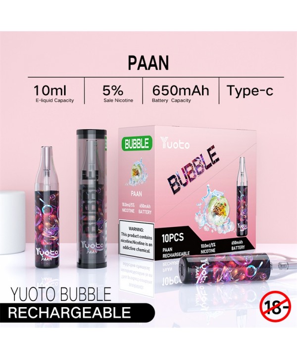 Yuoto Bubble Disposable Vape Kit 4000 Puffs 10ml 650mAh